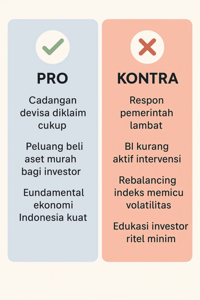 Infografis pro dan kontra dampak rebalancing FTSE terhadap nilai tukar rupiah