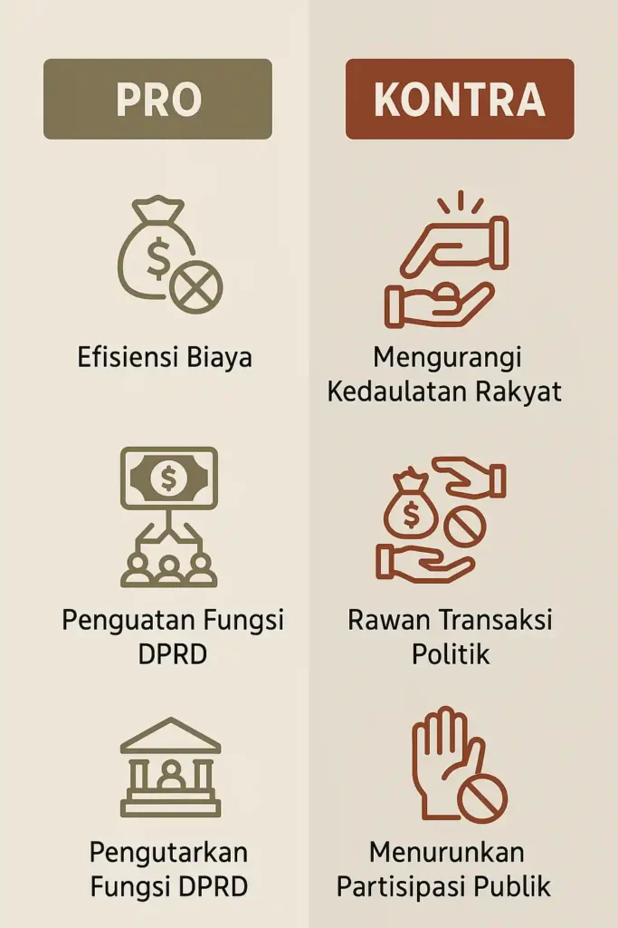 Infografis pro dan kontra pemilihan kepala daerah oleh DPRD