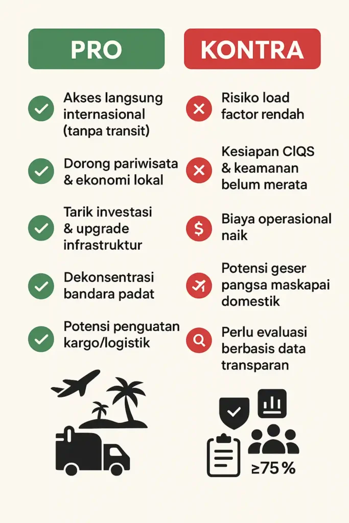 Infografis  Pro dan Kontra Status Internasional Bandara Indonesia
